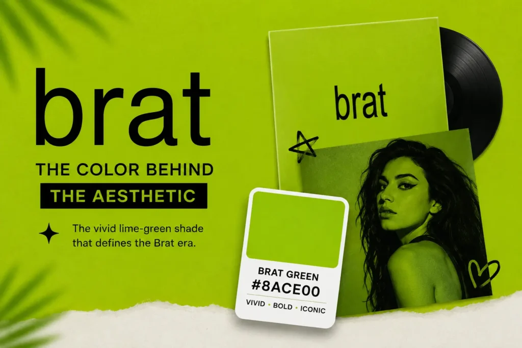 Brat Green color #8ACE00 associated with Charli XCX's Brat aesthetic