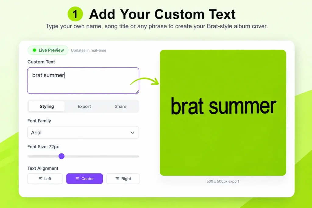 Add custom text to a Brat-style album cover