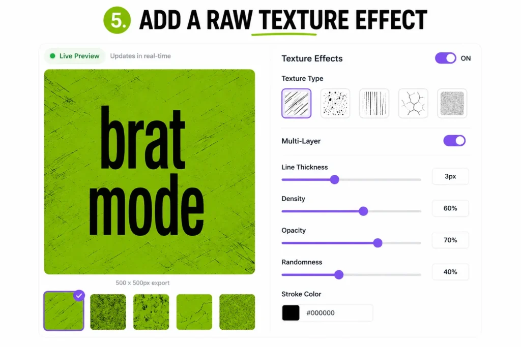 Brat album cover generator texture effect with raw scribble lines