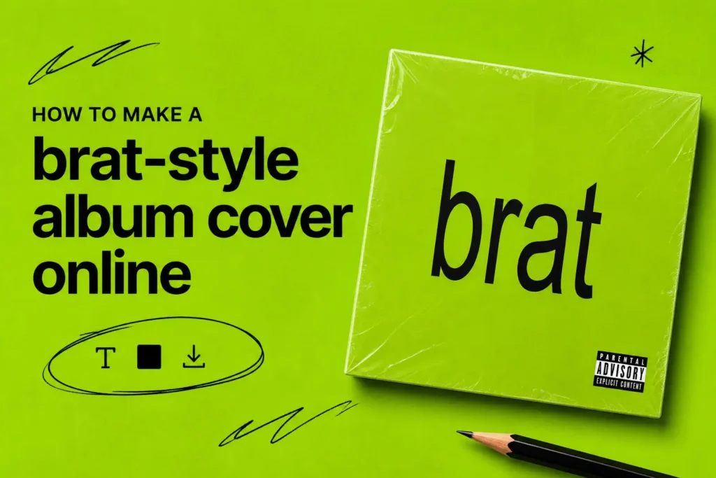 Brat-style album cover created online with a green background
